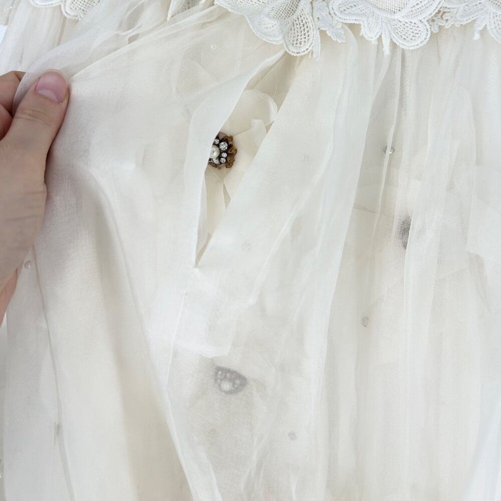 NWT BHLDN Anthropologie Bryn Floral Lace Tulle Skirt Strapless Bridal Mini Dress - Picture 14 of 14